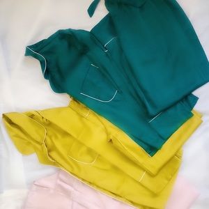 Emerald Evergreen Satin Pajamas